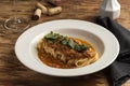 Pasta Bolognese tagliatelle noodles with red ground shredded beef