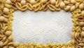 Pasta Border Frame with Flour Background Royalty Free Stock Photo