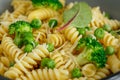 Pasta with broccoli and green peas Royalty Free Stock Photo