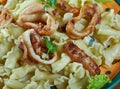 Pasta Campanelle con calamari Royalty Free Stock Photo