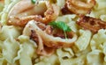 Pasta Campanelle con calamari Royalty Free Stock Photo