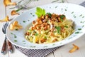 Pasta with chanterelles Royalty Free Stock Photo