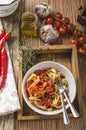 Pasta with cherry tomatoes pesto Royalty Free Stock Photo