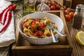 Pasta with cherry tomatoes pesto Royalty Free Stock Photo