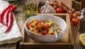 Pasta with cherry tomatoes pesto Royalty Free Stock Photo