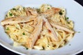 Pasta with chicken pieces Royalty Free Stock Photo