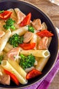 Pasta with chicken and vegetables Royalty Free Stock Photo