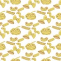 Pasta collection. Colored hand drawn sketch. Seamless pattern