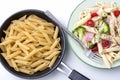 Pasta before and after. Royalty Free Stock Photo