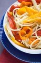 Pasta with colorful vegetables Royalty Free Stock Photo