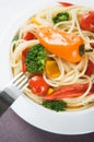 Pasta with colorful vegetables Royalty Free Stock Photo