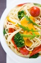 Pasta with colorful vegetables Royalty Free Stock Photo