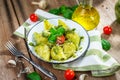 Pasta conchiglie con pesto genovese Royalty Free Stock Photo