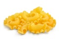 Pasta cornetti creste macaroni isolated on white background with clipping path and full depth of field