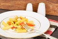 Pasta with Crab Sticks and Cheese Royalty Free Stock Photo