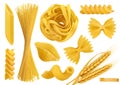 Pasta 3d realistic vector objects set.