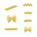 Pasta different shape isolated set Royalty Free Stock Photo