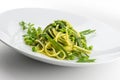 Pasta dish spaghetti with herbs and spring veggies Royalty Free Stock Photo