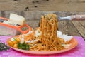 Pasta dish with tomatoes and vegetables Royalty Free Stock Photo