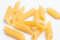 Pasta from durum wheat curls fusilli, cavatappi, unprepared, raw pasta cellentani handmade isolated on white background close up Royalty Free Stock Photo