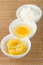 Pasta, egg yolk and flour Royalty Free Stock Photo
