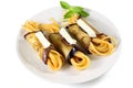 Pasta with eggplant rolls