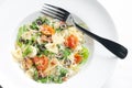 pasta farfalle with Parma ham and cherry tomatoes Royalty Free Stock Photo