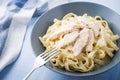 Pasta fettuccine alfredo with chicken and parmesan