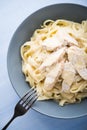 Pasta fettuccine alfredo with chicken and parmesan Royalty Free Stock Photo