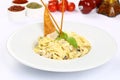 Pasta Fettucine Alfredo with cheese Royalty Free Stock Photo