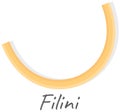 Pasta filini. Italian pasta cartoon illustration icon, filini, wagon wheels isolated on white