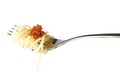 Pasta on fork isolated on white Royalty Free Stock Photo