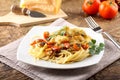 Pasta with fresh grouper fillet Royalty Free Stock Photo