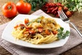 Pasta with fresh grouper fillet Royalty Free Stock Photo