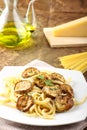 Pasta with fried zucchini