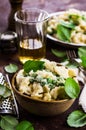 Pasta galletti with peas