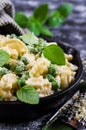 Pasta galletti with peas