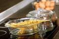 Pasta in glass bowl