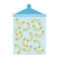 Pasta in glass storage jar vector flat isolated