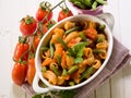 Pasta with green beans and fresh Royalty Free Stock Photo