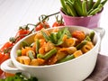 Pasta with green beans and fresh Royalty Free Stock Photo