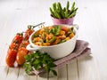 Pasta with green beans and fresh Royalty Free Stock Photo