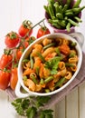 Pasta with green beans and fresh Royalty Free Stock Photo