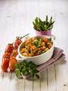 Pasta with green beans and fresh Royalty Free Stock Photo