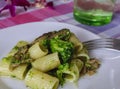 pasta with green broccoli and anchovies Royalty Free Stock Photo