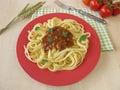 Pasta with green spelt bolognese