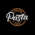 Pasta hand written lettering logo, label, badge, emblem.