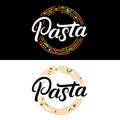 Pasta hand written lettering logo, label, badge, emblem.