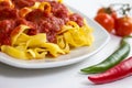 Pasta with hot arabiata sauce Royalty Free Stock Photo