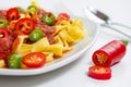 Pasta with hot arabiata sauce Royalty Free Stock Photo